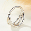Rhodium Plated 925 Sterling Silver Triple Rings Hoop Earrings for Women IG8200-2-2