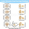 Beebeecraft 4 Pairs 4 Style Brass Cubic Zirconia Flower Stud Earring Findings EJEW-BBC0001-11-2