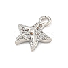 Starfish Rack Plating Brass Micro Pave Clear Cubic Zirconia Charms KK-P277-12P-2