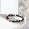 Natural Garnet & Lava Rock Round Beads Stretch Bracelets Set BJEW-JB06982-01-8