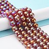 Electroplated Natural Red Agate Beads Strands G-Z038-B04-03AB-2