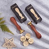 Brass Wax Seal Stamp with Rosewood Handle AJEW-WH0412-0355-5