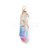 2Pcs 2 Style Two Tone Glass Double Terminated Point Beads Pendants Set PALLOY-JF02538-02-3