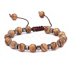 Adjustable Round Wood & synthetic Non-magnetic Hematite Braided Bead Bracelets for Men MC4524-5-1