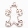 Rack Plating Alloy Open Back Bezel Pendants X-PALLOY-Q351-27RG-FF-2