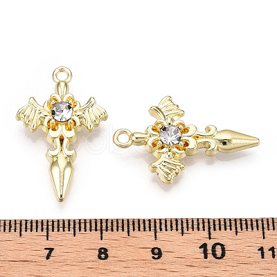 Alloy with Rhinestone Pendants PALLOY-N176-12KCG-NR-1