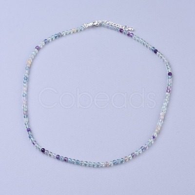 Natural Fluorite Beaded Necklaces NJEW-K114-A-A16-1