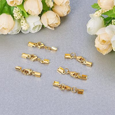 Alloy Clip Ends With Lobster Claw Clasps KK-PH0034-22-1