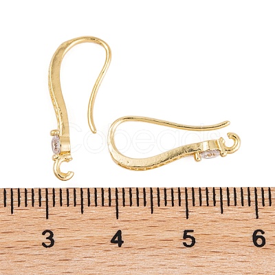 Rack Plating Brass Cubic Zirconia Earring Hooks KK-S374-05G-06-1