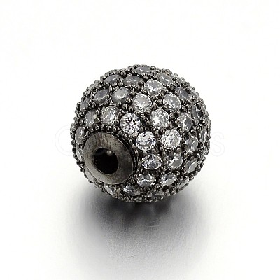 CZ Brass Micro Pave Cubic Zirconia Round Beads ZIRC-L017-01B-1