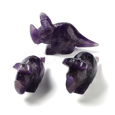 Natural Amethyst Carved Healing Rhinoceros Figurines DJEW-P016-01I-1