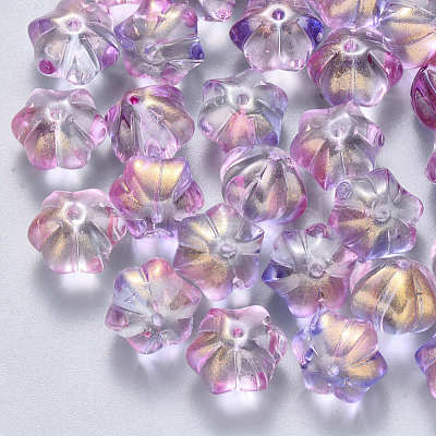 Two Tone Transparent Spray Painted Glass Beads GLAA-S190-005B-02-1