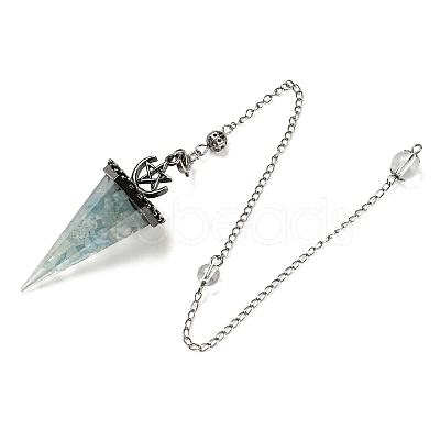 Natural Aquamarine Chip & Resin Dowsing Pendulum Big Pendants G-H293-02P-10-1