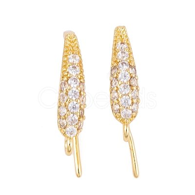 Rack Plating Brass Cubic Zirconia Earring Hooks KK-S374-05G-08-1