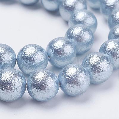 Wrinkle Textured Shell Pearl Beads Strands BSHE-E016-12mm-M-1