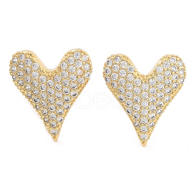 Brass Micro Pave Clear Cubic Zirconia Stud Earrings EJEW-U005-12C-G-1