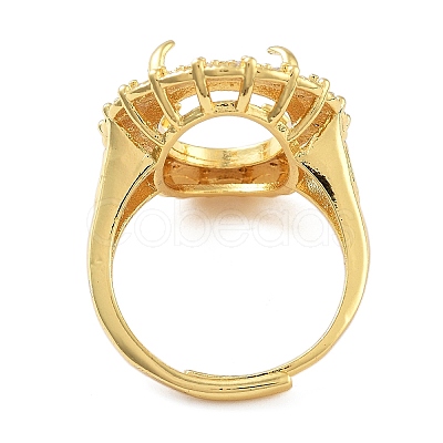 Rack Plating Oval Brass Micro Pave Cubic Zirconia Adjustable Ring Components KK-Q819-14G-1