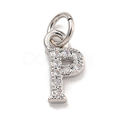 Initial Letter Brass with Cubic Zirconia Charms KK-Q814-26P-P-1