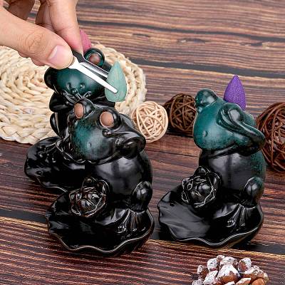 Ceramic Decorations Lotus Frog Flowback Incense Stove Ceramic Incense Stove Decorations Gift JX843A-1