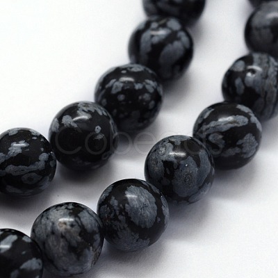 Natural Snowflake Obsidian Beads Strands G-I199-36-8mm-1