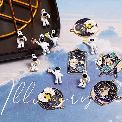 18 Pcs 9 Styles Alloy Pendants FIND-SZ0001-22-1