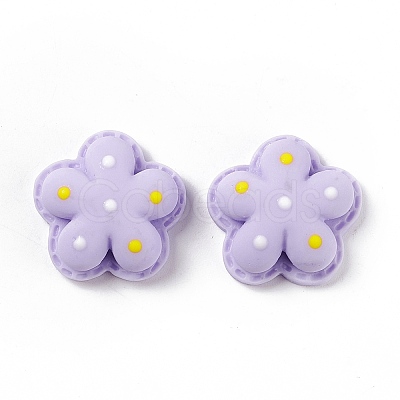 Flower Opaque Resin Cabochons RESI-G041-D03-1