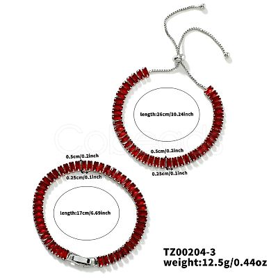 2Pcs 2 Styles Brass Cubic Zirconia Cup Chain Fashionable and Elegant Bracelets Sets TD0668-1