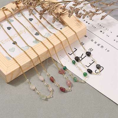 Nuggets Natural Gemstone Beaded Necklaces NJEW-JN03200-1-1