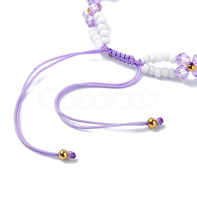 Woven Glass Flower Adjustable Braided Bead Bracelets for Women BJEW-MZ00100-1