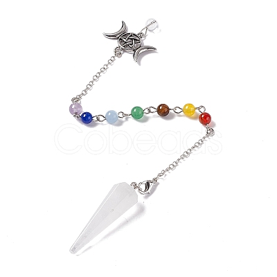 Natural Quartz Crystal Hexagonal Pointed Cone Dowsing Pendulum Pendants G-G983-05P-08-1