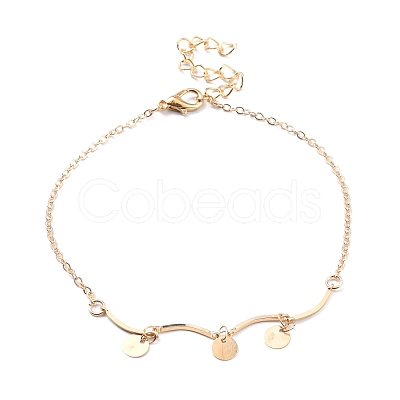 4Pcs 4 Style Alloy Chain Anklets Set with Heart Flat Round and Resin Pearl Charm SJEW-D009-04KCG-1