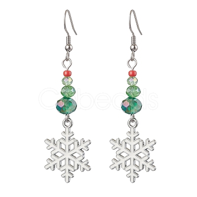 Christmas Theme Glass Dangle Earrings EJEW-TA00476-1