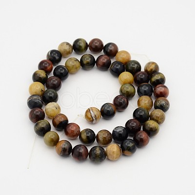 Natural Chinese Writing Stone Round Bead Strands G-P010-12-12mm-1