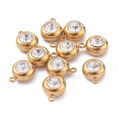 201 Stainless Steel Rhinestone Charms STAS-Z009-03A-04G-1