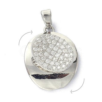 Brass Micro Pave Clear Cubic Zirconia Pendants ZIRC-I055-06P-1