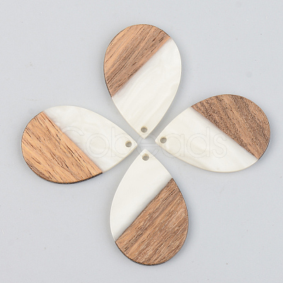 Opaque Resin & Walnut Wood Pendants X-RESI-S389-037A-C04-1