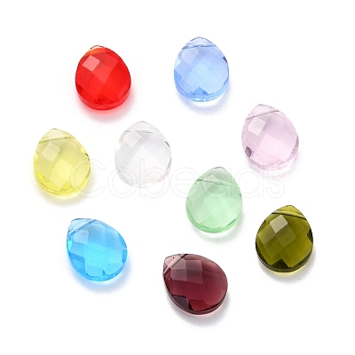 Transparent Teardrop Faceted K9 Glass Beads GLAA-C013-01B-1