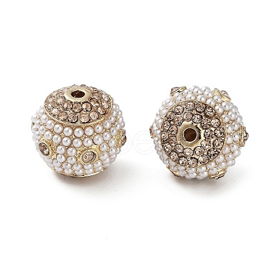 Golden Plated Alloy Rhinestone Beads FIND-E046-12G-1