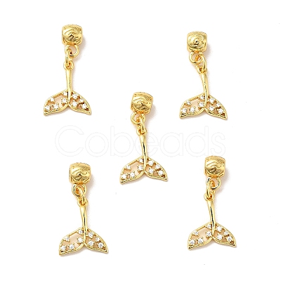 Rack Plating Brass Micro Pave Clear Cubic Zirconia Pendants ZIRC-H125-01G-1