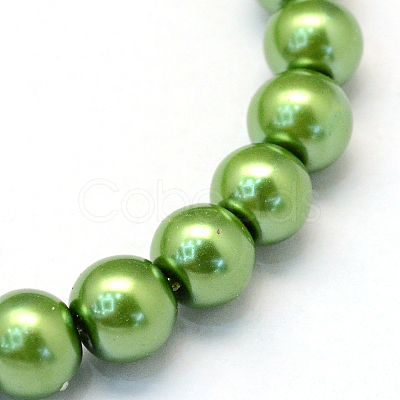 Baking Painted Pearlized Glass Pearl Round Bead Strands X-HY-Q003-6mm-13-1