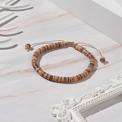 Coconut Adjustable Braided Bead Bracelet for Men Women BJEW-JB09290-1