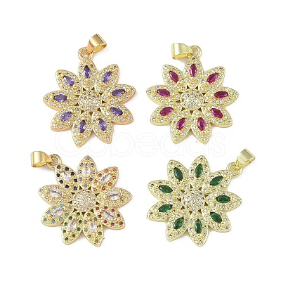 Brass Micro Pave Cubic Zirconia Pendants KK-P266-10G-1