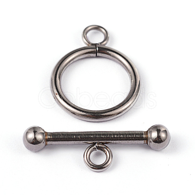 Tarnish Resistant 304 Stainless Steel Ring Toggle Clasps STAS-L176-13P-1