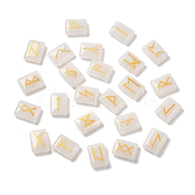 24Pcs Rectangle Natural Quartz Crystal Rune Stones G-K335-06A-1