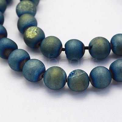 Electroplate Natural Druzy Agate Beads Strands G-G708-8mm-10-1