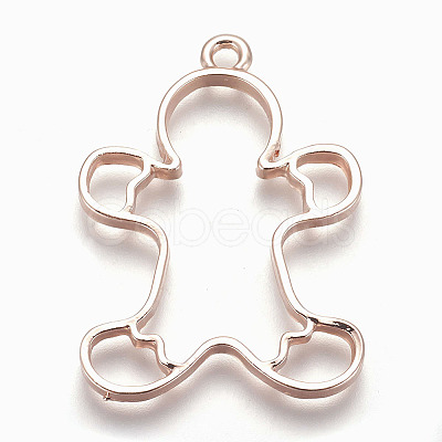 Rack Plating Alloy Open Back Bezel Pendants X-PALLOY-Q351-27RG-FF-1