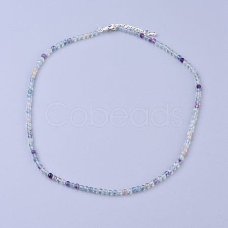 Natural Fluorite Beaded Necklaces NJEW-K114-A-A16-1