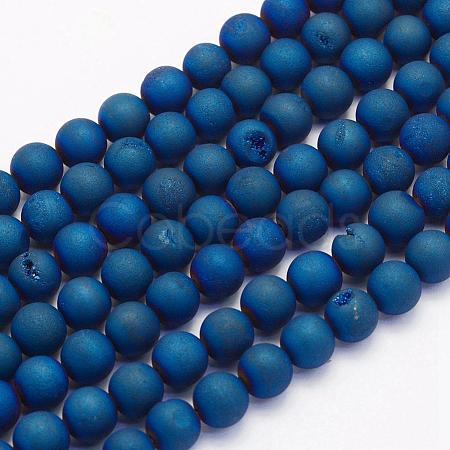 Electroplate Natural Druzy Agate Beads Strands G-G708-6mm-03-1