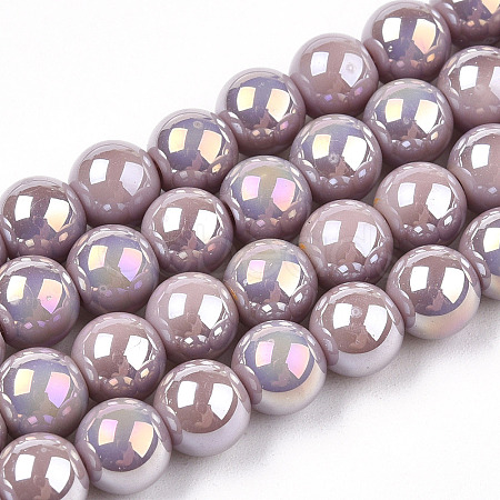 Electroplate Opaque Glass Beads Strands GLAA-T032-P6mm-AB07-1