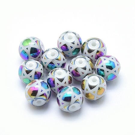 Opaque Spray Painted Glass Beads LAMP-P049-A01-1